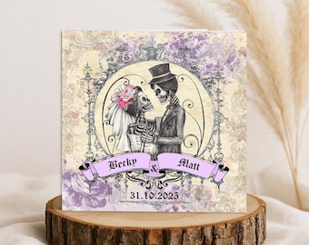 Personalised Gothic Wedding Card | Skull Wedding Card | Alternative Halloween Wedding Card | Till Death Do Us Part | Custom Names Card UK