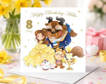 Belle and Beast Personalised Birthday Card