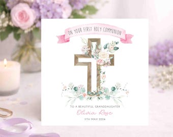 Personalised Girls Communion Card - First Holy Communion