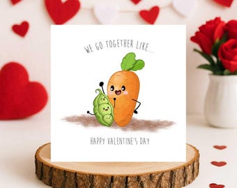 Carrot and Peas Valentine's Day Card - Valentine's Gift