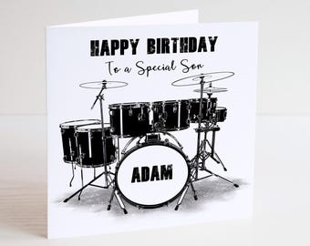 Drummer Birthday Card - Drums Personalised
