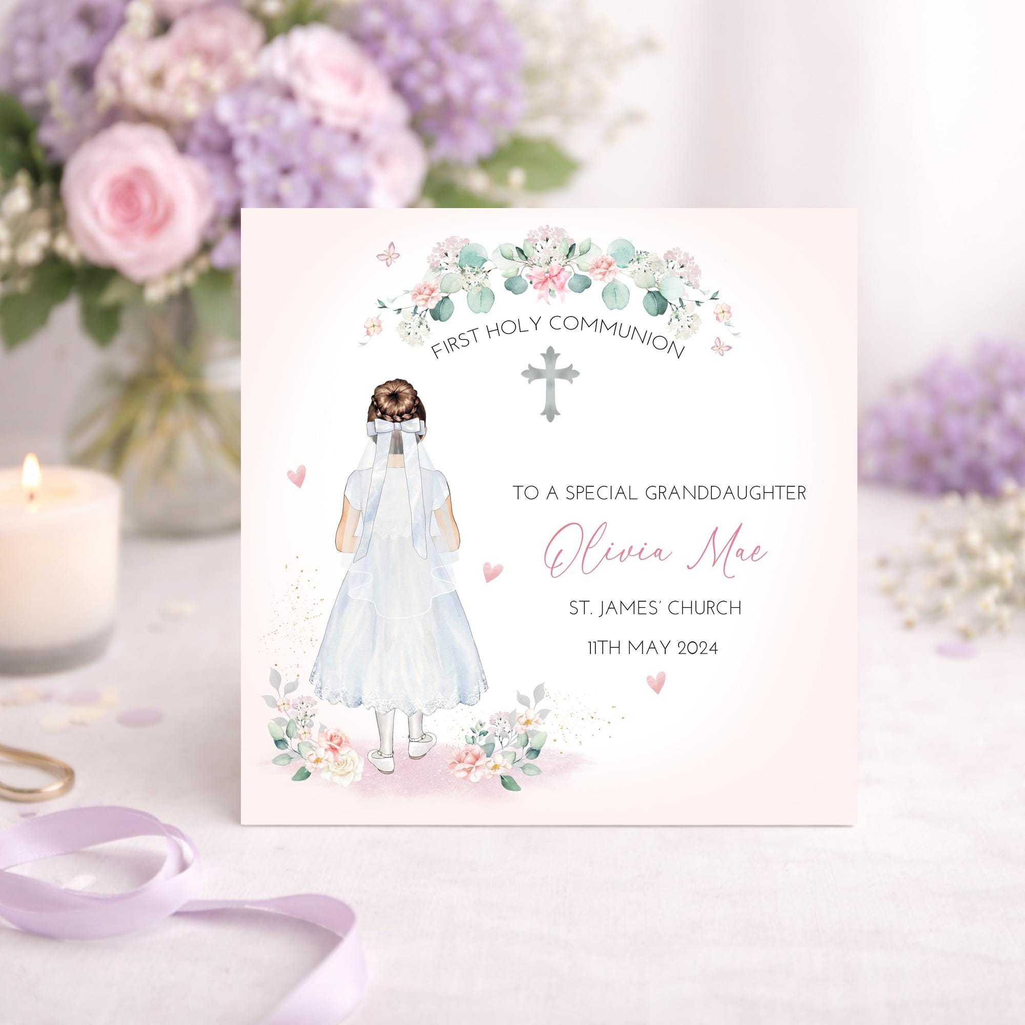 Personalised Girls Communion Card - First Holy Communion - Daughter ...