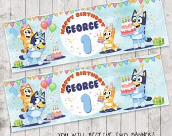 Blue Dog Boys Birthday Banner x 2 - Party Decoration, Party Decor
