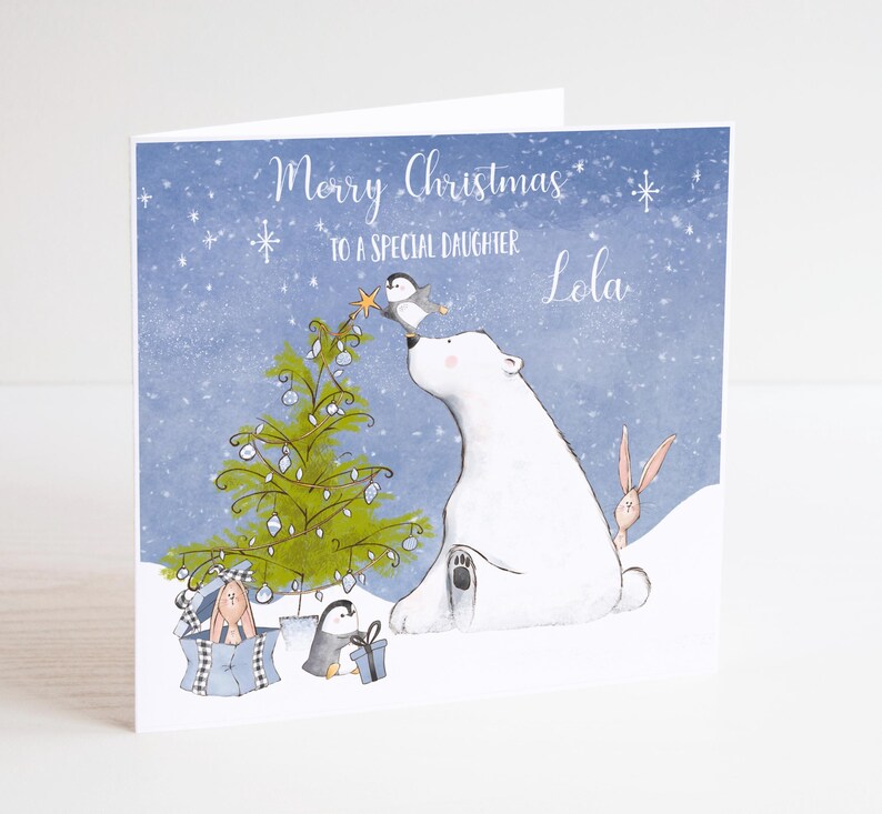Personalised Polar Bear and Friends Christmas Card - Children's Xmas ...