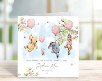 Personalised Winnie the Pooh Birthday Card - Girls - Keepsake Card