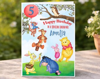Tarjeta de cumpleaños personalizada de Winnie the Pooh - Cualquier edad o parentesco