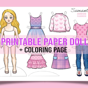 Samantha Printable Paper Doll With Coloring Page for Fashion Design,diy ...