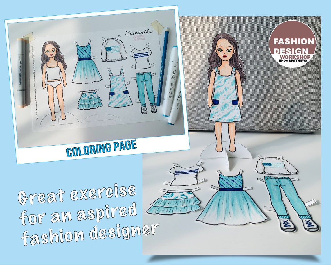 Samantha Printable Paper Doll With Coloring Page for Fashion - Etsy