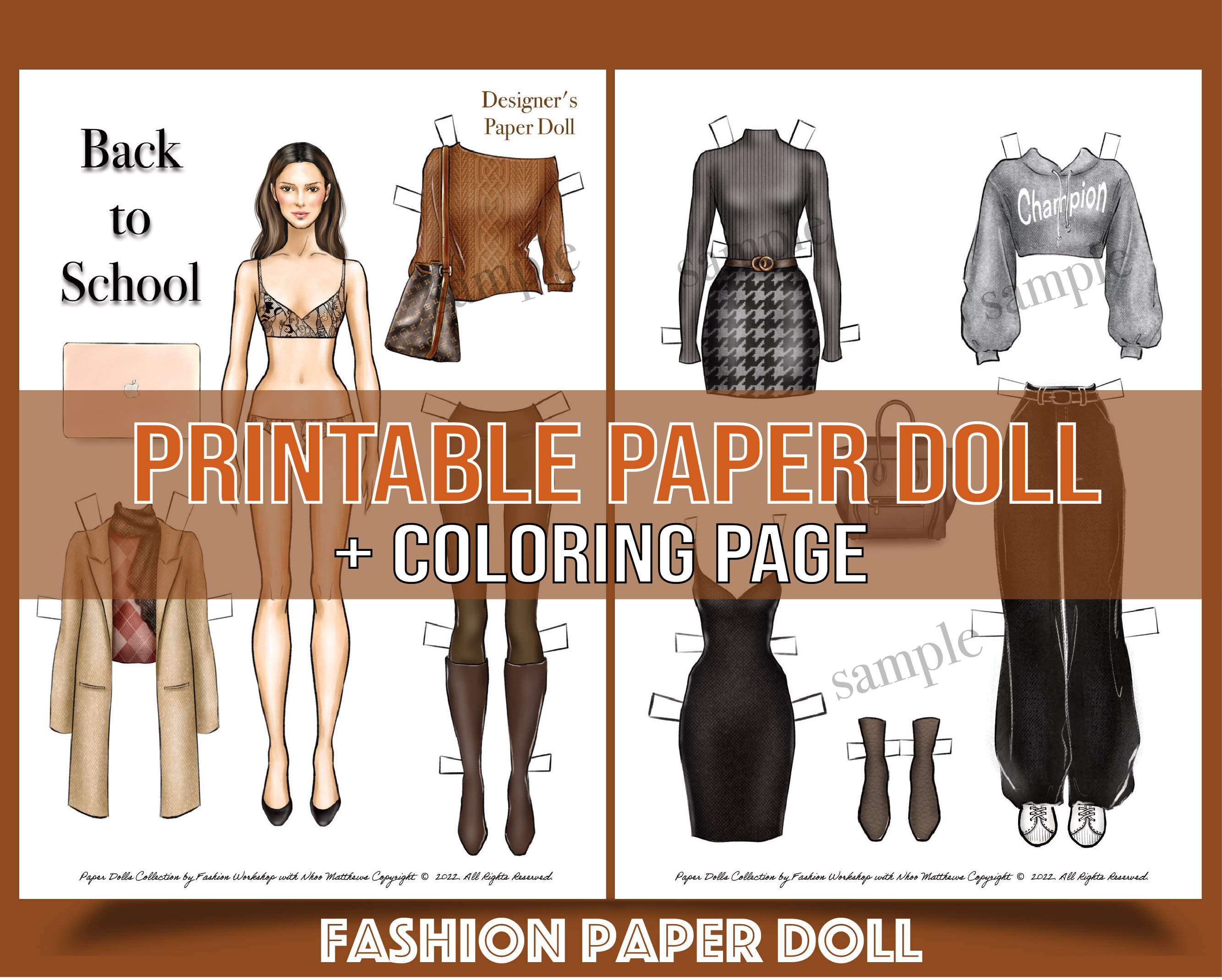 Paper Doll Printable Cut Out Clothes Fashion Girl Clipart Paper