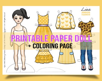 Angela Printable Paper Doll With Coloring Page for Fashion | Etsy