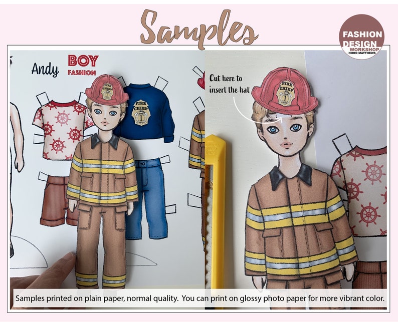 Andy Fireman Boy Printable Paper Doll With Coloring Page for Fashion ...