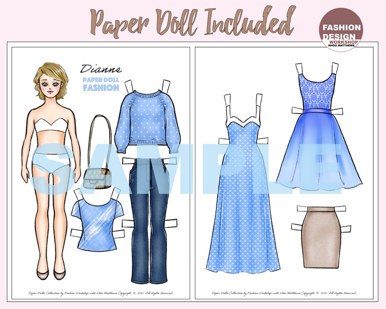 Dianne grown Up Printable Paper Doll With Coloring Pages, Mother ...