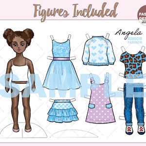 Angela Printable Paper Doll With Coloring Page for Fashion Design,diy ...