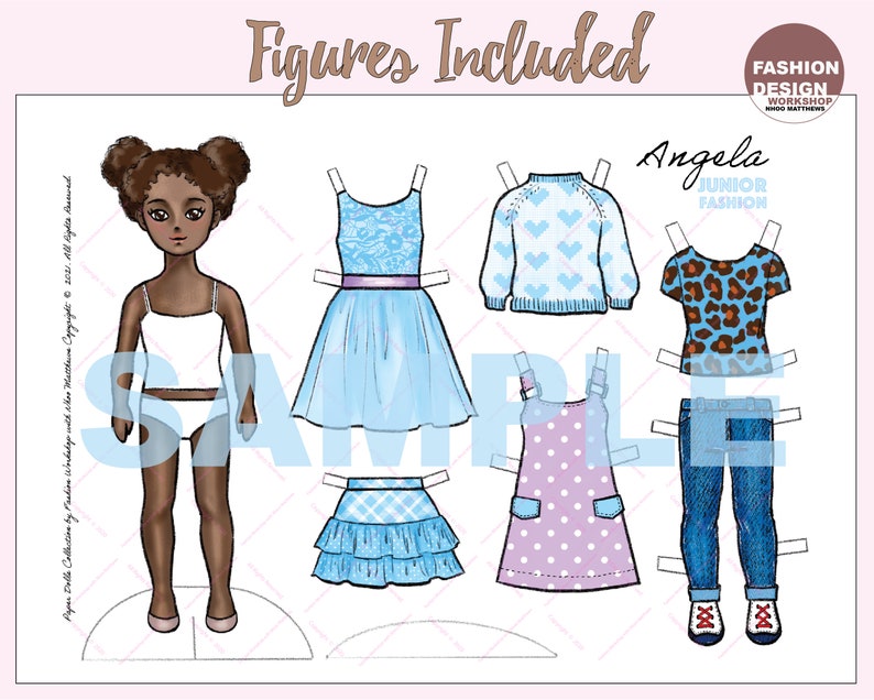 Angela Printable Paper Doll With Coloring Page for Fashion Design,diy ...
