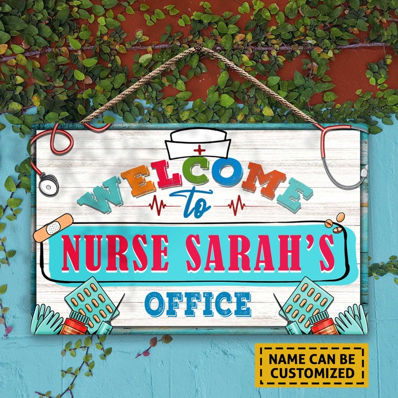 School Nurse Door Sign Printable Personalized Nurse Sign Etsy