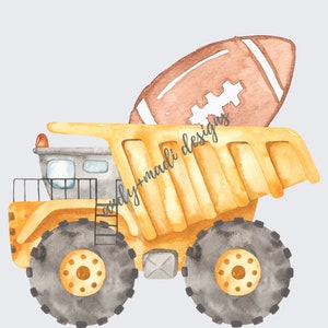 Football Dump Truck PNG, Watercolor Design, Digital Download for Sublimation