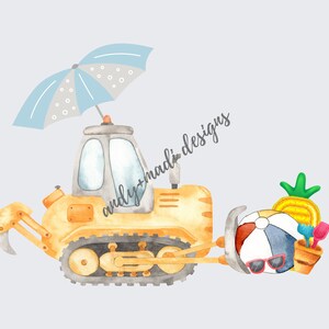 Watercolor Beach Excavator, Digital Download, Summer Design for Sublimation