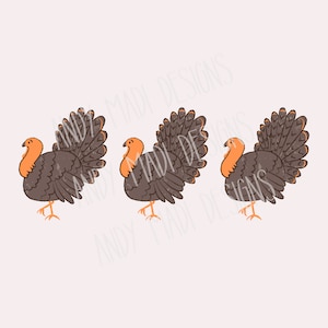 Turkey Trio PNG / Thanksgiving Design for Kids / Digital Download for Sublimation