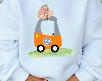 Orange Football Car PNG, Kids Fall Sports Clipart, Digital Download for Sublimation