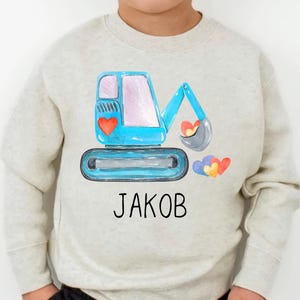 Watercolor Valentines Excavator PNG, Valentine Day Shirt Design for Kids, Digital Download for Sublimation image 1