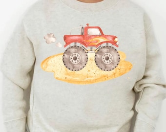 Monster Truck with Smoke PNG, Watercolor Truck Design for Boys, Digital Download for Sublimation