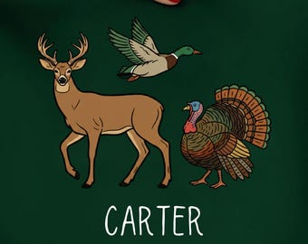 Deer, Turkey, Flying Duck PNG, Hand Painted Hunting Animals Design for Kids/Boys, Digital Download for Sublimation
