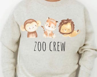 Zoo Crew PNG, desenho de animais do zoológico com macaco, tigre e leão para crianças, download digital para sublimação.