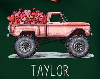 Valentine Monster Truck PNG, Boys Design Truck with Hearts, Digital Download for Sublimation