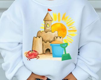 Sandcastle Beach PNG, Summer Kids Shirt Design, Summer Time Shirt for Boys, Girls, Digital Download for Sublimation