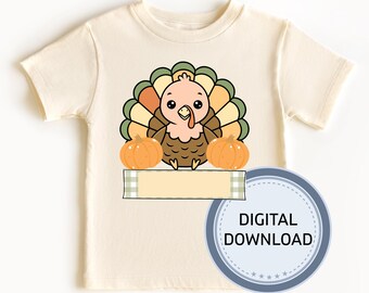 Turkey PNG for Kids, Boys/ Digital Download for Sublimation, Cute Turkey Holiday Design