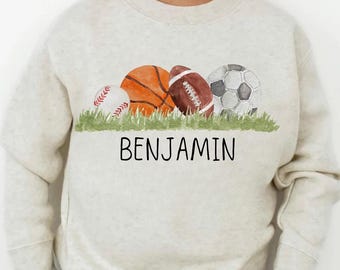 Watercolor Sport Balls PNG, Baseball, Basketball, Soccer, Football, Shirt Design for Boys/Kids, Digital Download for Sublimation