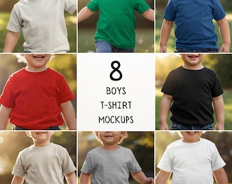 8 Boys T-Shirt Mockups Bundle | Toddler Shirt Mockup | Kids Shirt Mockup | Blank Kids Shirt Mockup | Instant Download