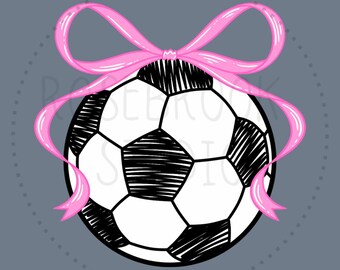 Soccer Ball PNG, Soccer Design for Girls, Sports Digital Design with Bow, Digital Download for Sublimation