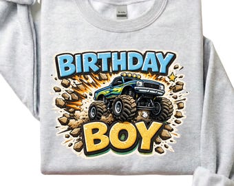 Monster Truck Birthday PNG, Birthday Boy Shirt Design, Digital Download for Sublimation
