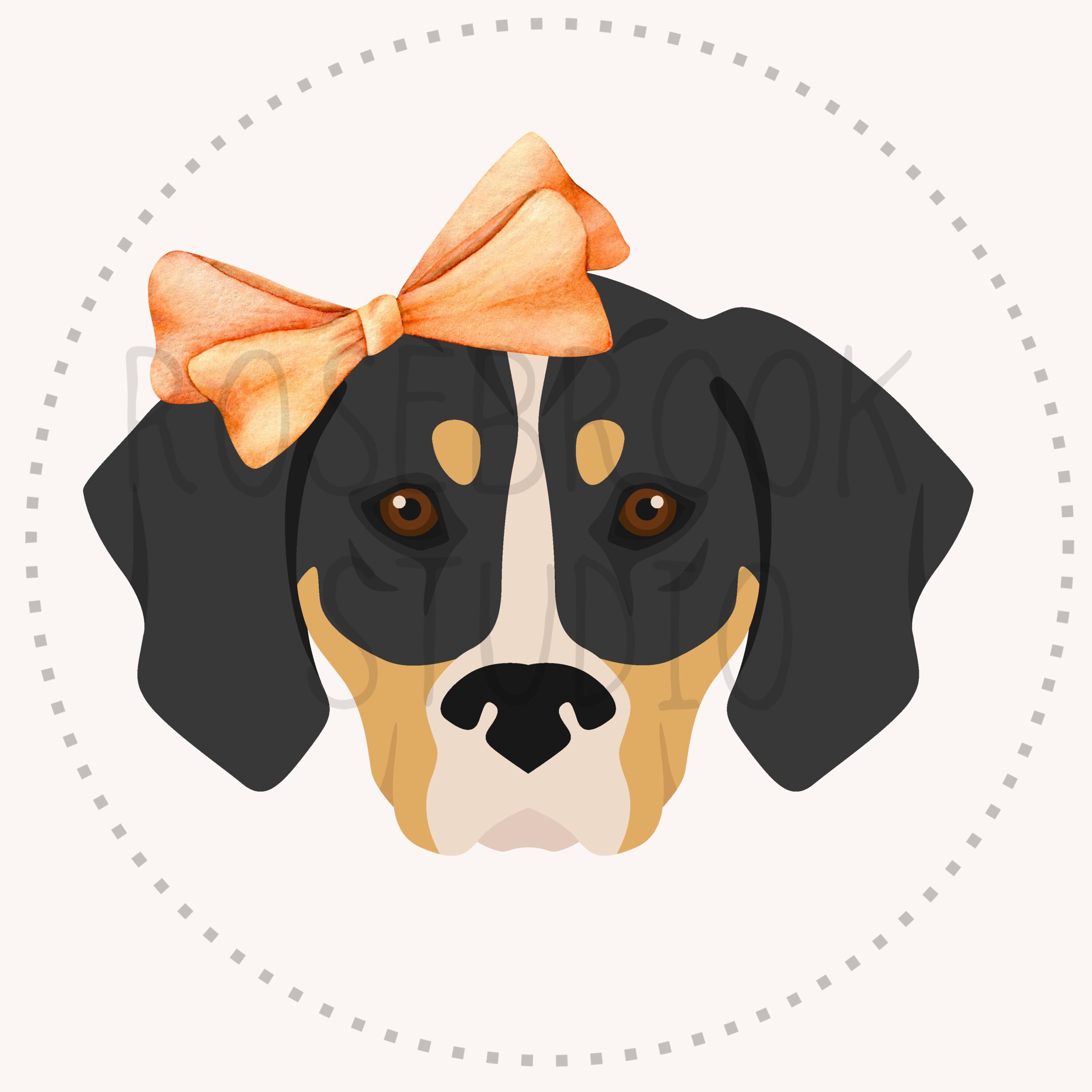 Cute Dog With Bow Design, Clipart Coonhound PNG, Digital Download for ...