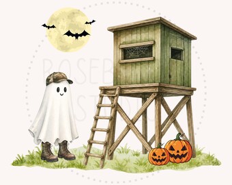 Boys Halloween Shirt, Hunting Ghost Design, Cute Outdoor Shirt for Kids, Digital Download for Sublimation