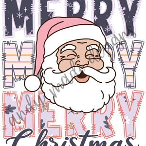 Frohe Weihnachten PNG, Merry Merry Merry, Weihnachtsmann Design, digitaler Download für Sublimation