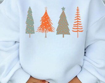 Orange Christmas Tree PNG, Hand Drawn Holiday Trees, Digital Download for Sublimation