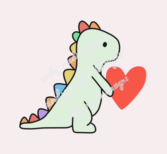 Dinosaur With Heart PNG / Cute Dino Design for Valentine Day / Digital  Download for Sublimation - Etsy