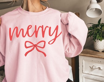 Merry PNG, Merry Christmas Trendy PNG, Merry with bow, Digital Download for Sublimation, Design for Kids/Women