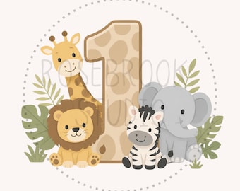 Safari Theme 1st Birthday, Wild Animals Design, Digital Download for Sublimation