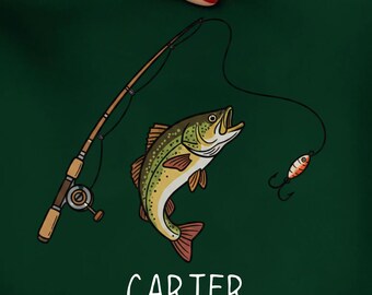 Bass Fishing PNG, Bass with Fishing Pole Design for Boys/Kids, Digital Download for Sublimation
