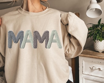 Faux Yarn Mama PNG, Dark Neutrals Crochet Design, Latch Hook Preppy Trendy Mama Digital Download