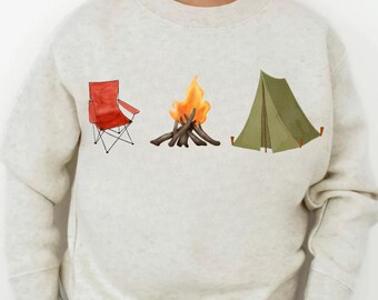Campfire PNG, Chair / Campfire / Camping Tent, Outdoor Camping Design for Kids/Boys, Digital Download for Sublimation