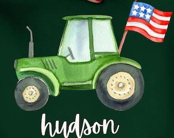 Tractor with Flag PNG, Summer Fourth of July Design for Boys/Kids, Digital Download for Sublimation