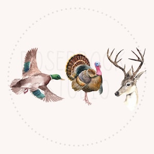 Boys Hunting Shirt PNG, Duck Turkey Deer Clipart, Little Hunter Design, Outdoor Kids Sublimation PNG image 1