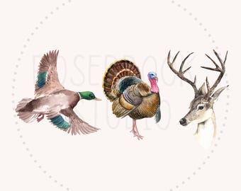 Boys Hunting Shirt PNG, Duck Turkey Deer Clipart, Little Hunter Design, Outdoor Kids Sublimation PNG