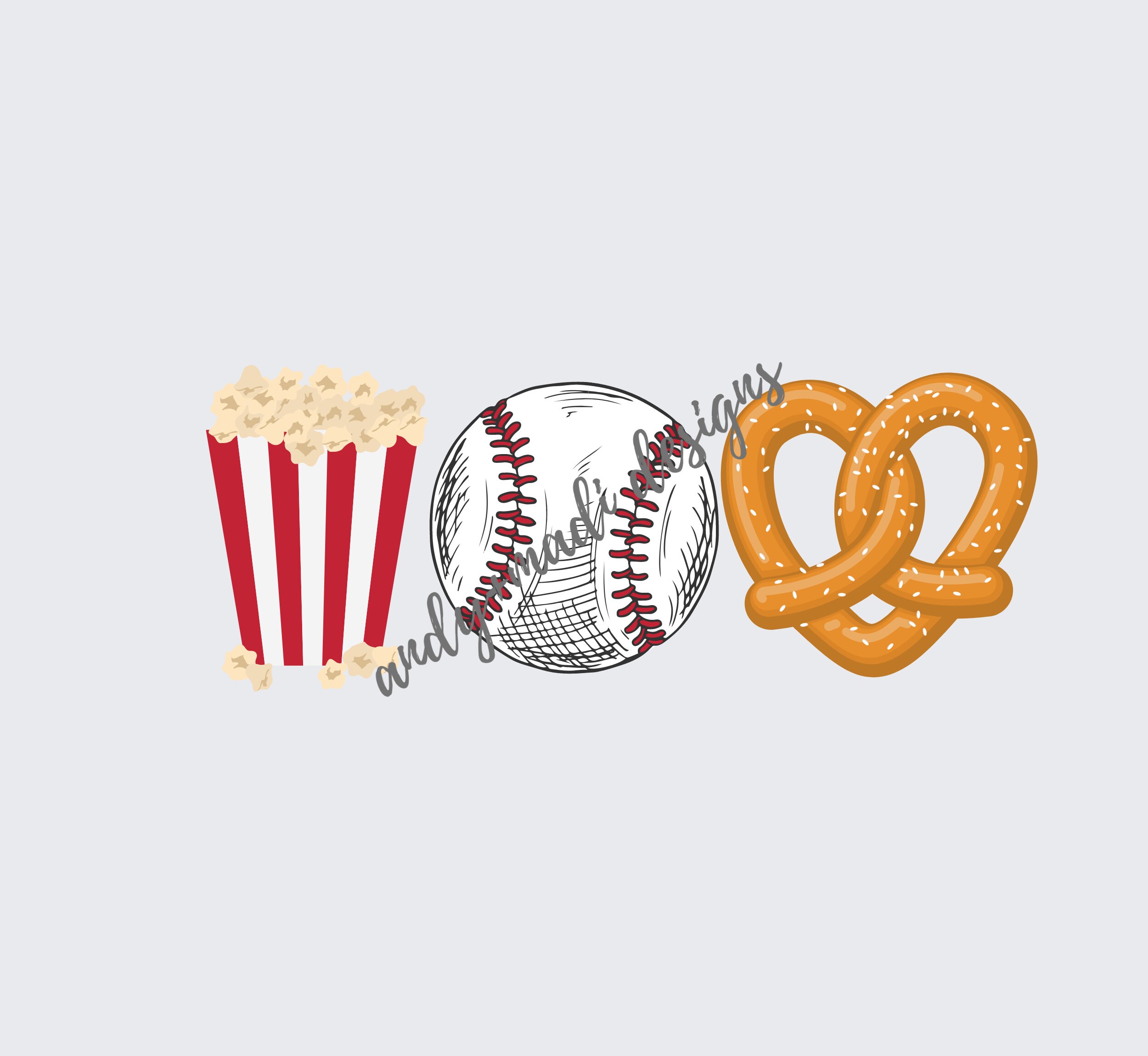 Baseball PNG Snacks Pretzel Popcorn Baseball / Digital | Etsy
