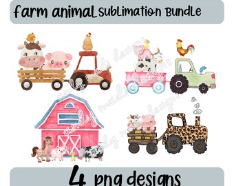 Farm Animals & Tractors PNG Bundle: Sublimation Designs (Digital Download)