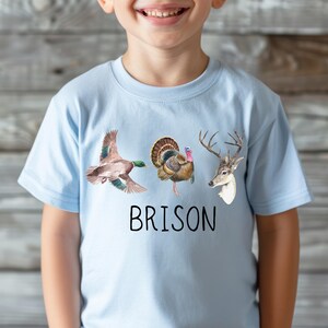 Boys Hunting Shirt PNG, Duck Turkey Deer Clipart, Little Hunter Design, Outdoor Kids Sublimation PNG image 2